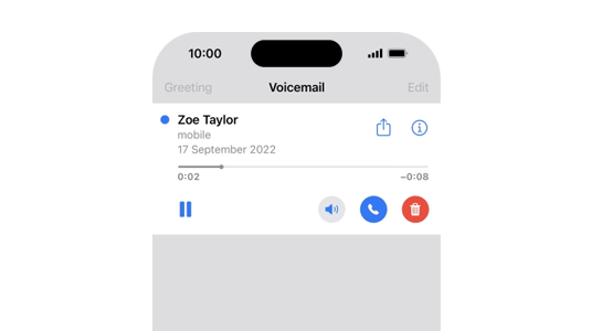 iPhone Voicemail with example message