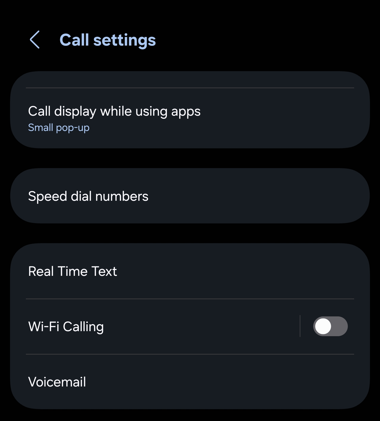 Voicemail option within Samsung dialler