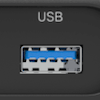 A rectangle connector. Standard USB shape