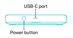 Image of 5G Wifi device with location of USB-C port, power button