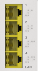 A vertical block of 4 ethernet ports, with latch to the right
