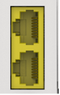 A vertical block of 2 ethernet ports, latch left you can use these to connect devices by ethernet.