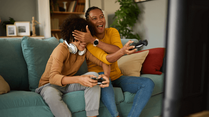 Two people playing video games together