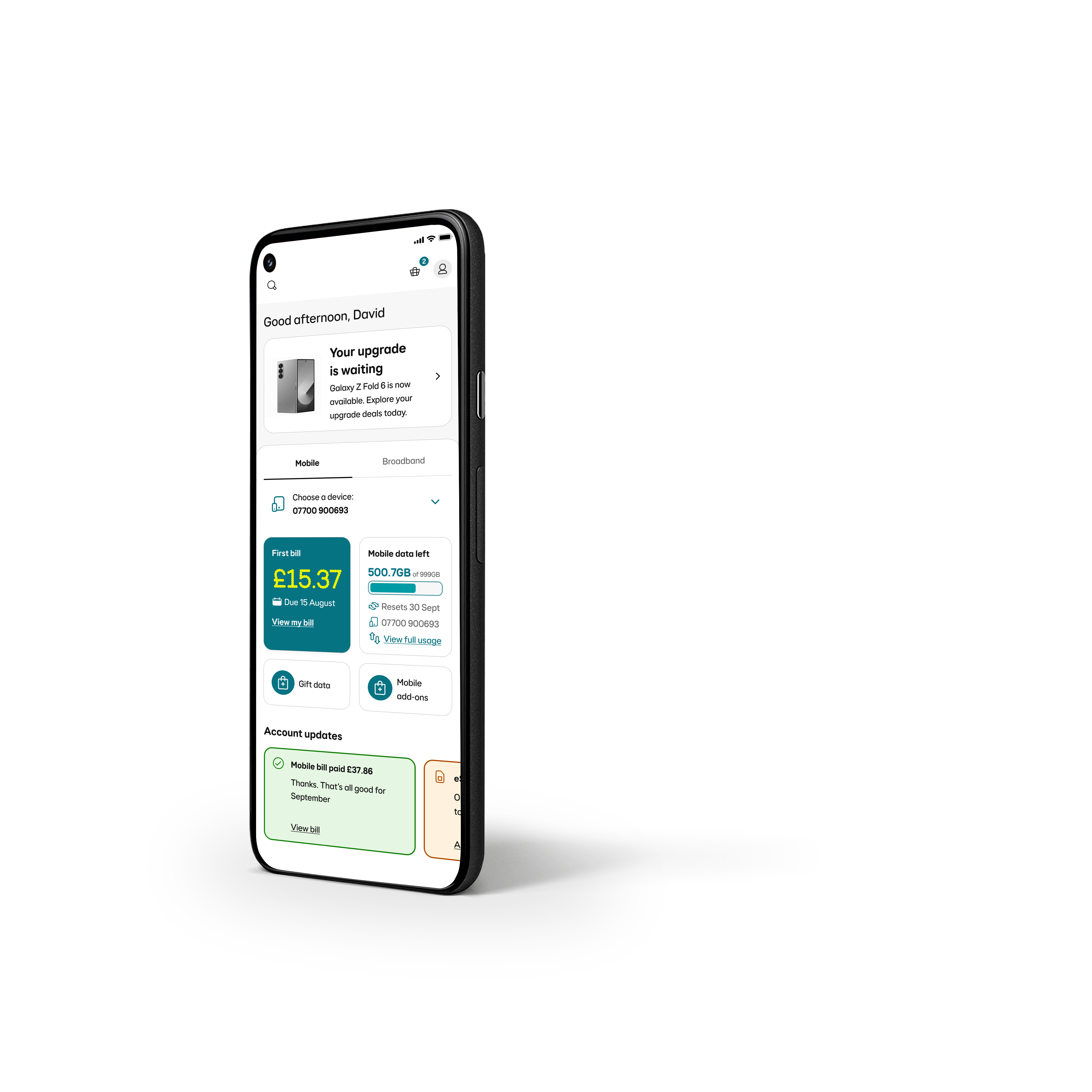 EE app on a phone