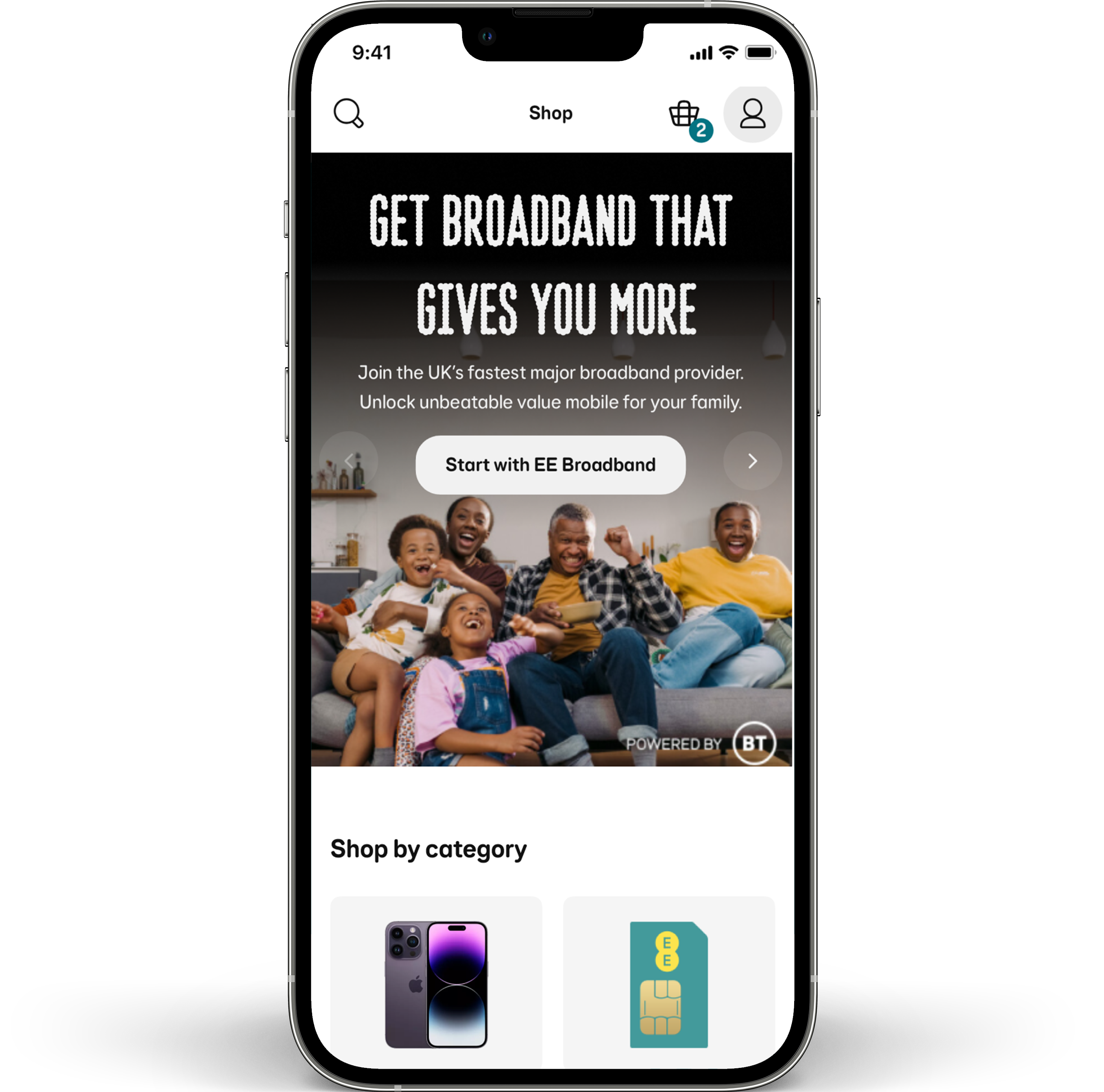 EE app Shop screen