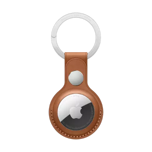 Apple AirTag with Leather Key Ring Brown